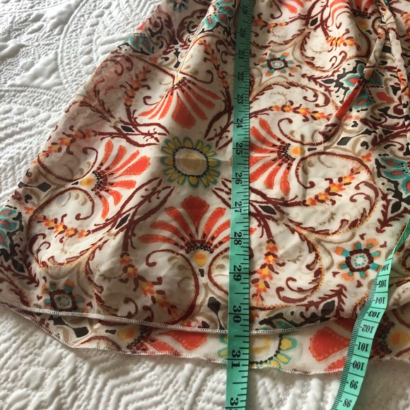 SWEET STORM Fit Flare Mini Dress Floral Ruffle V Neck Orange Cream Size Small - Picture 9 of 12